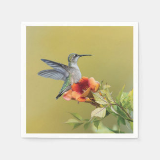 Serviette En Papier Impression photographique d'un colibri sur une fle