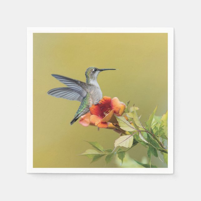 Serviette En Papier Impression photographique d'un colibri sur une fle (Devant)
