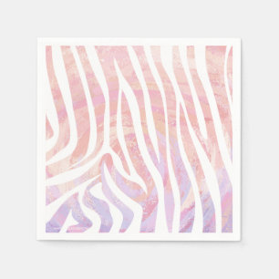 Serviette En Papier Impression rose et blanc Zebra