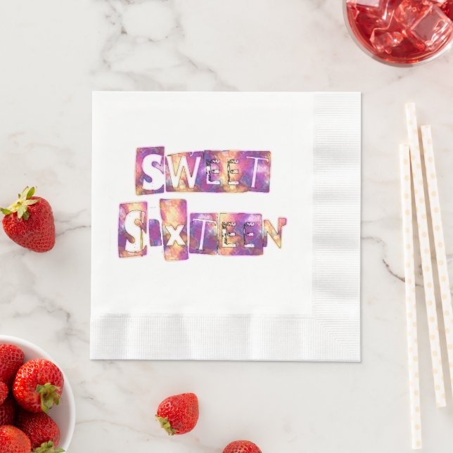 Serviette En Papier Impression sweet sixteen (En situation)