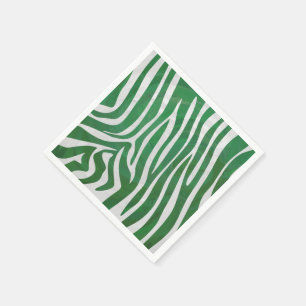 Serviette En Papier Impression verte et blanche Zebra