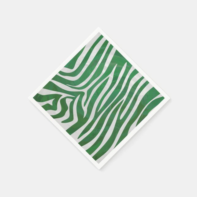 Serviette En Papier Impression verte et blanche Zebra (Coin)