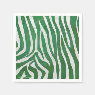Serviette En Papier Impression verte et blanche Zebra