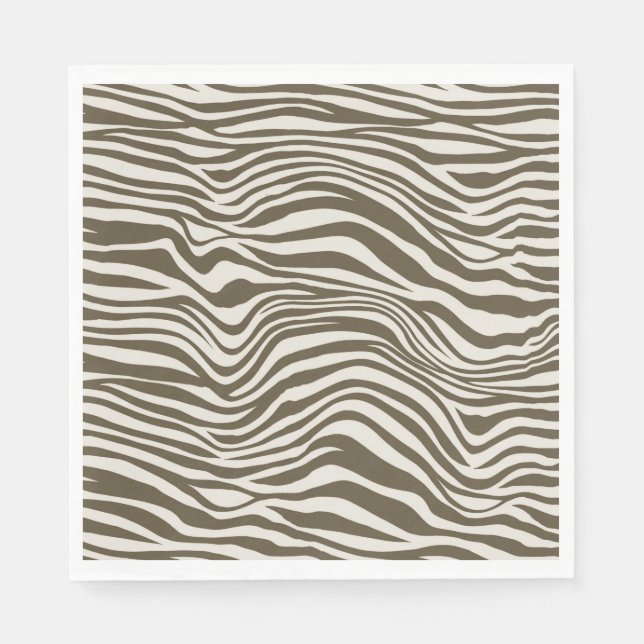 Serviette En Papier Impression Zebra Crème Brown (Devant)