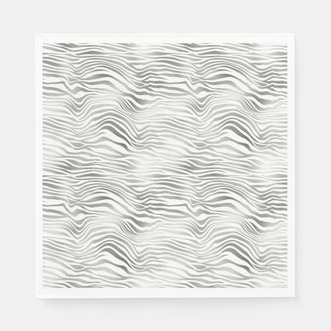 Serviette En Papier Impression zèbre blanc argent (Devant)