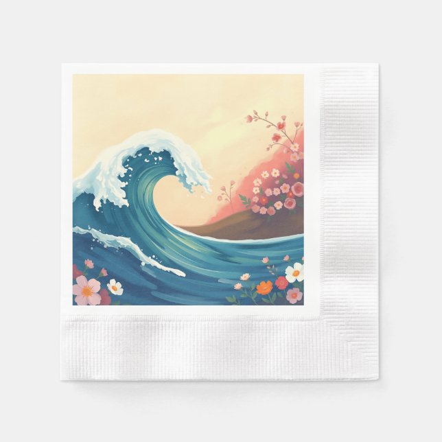 Serviette En Papier Impressionistic Ocean Wave (Devant)