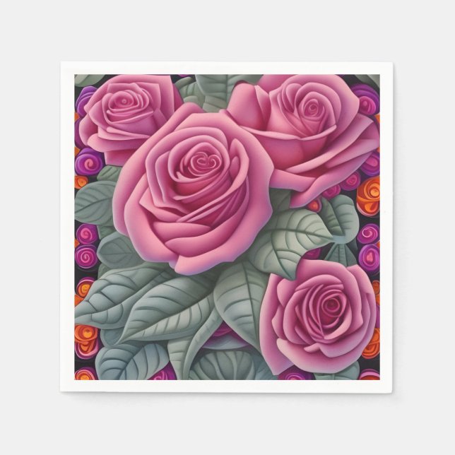 Serviette En Papier Imprimante magnifique pastel victorien rose rose (Devant)