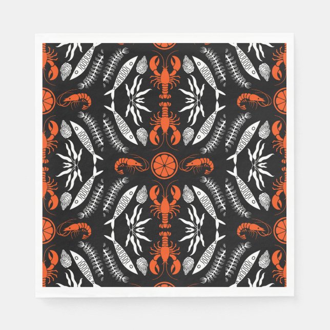 Serviette En Papier Imprimantes Art Décor Fruits De Mer (Devant)
