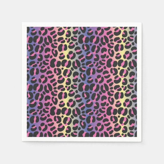 Serviette En Papier Imprimé animalier Léopard Arc-en-Ciel (Devant)
