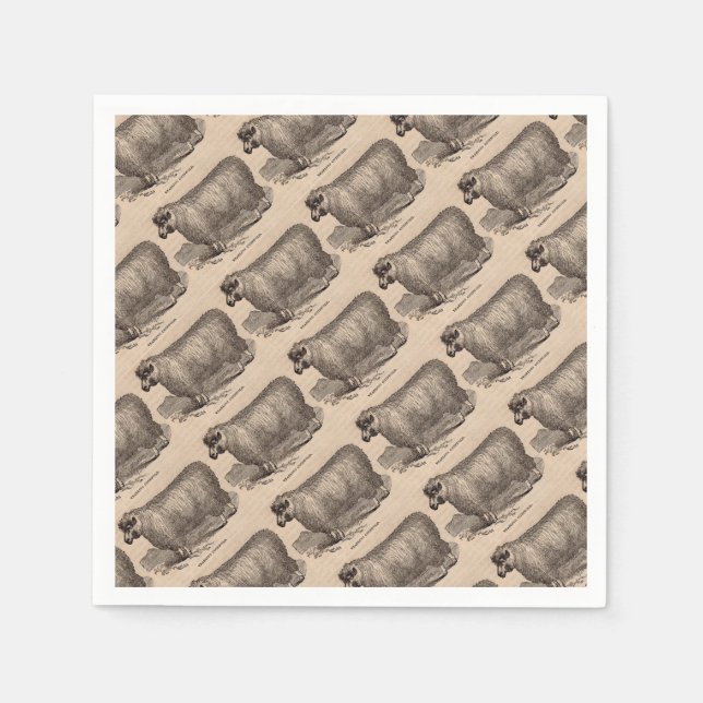 Serviette En Papier Imprimé au 19e siècle année Cotswold brebis (Devant)