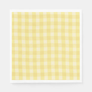 Serviette En Papier Imprimé carreaux gingham jaune pastel