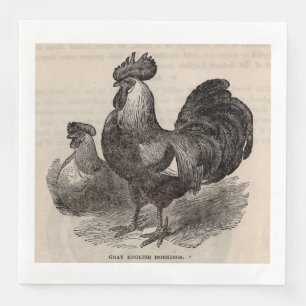 Serviette En Papier imprimé du 19e siècle gris anglais dorkings poulet