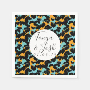 Serviette En Papier Imprimé guépard coloré moderne pour mariage
