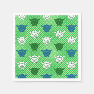 Serviette En Papier imprimé lapin japonais, vert, bleu et blanc