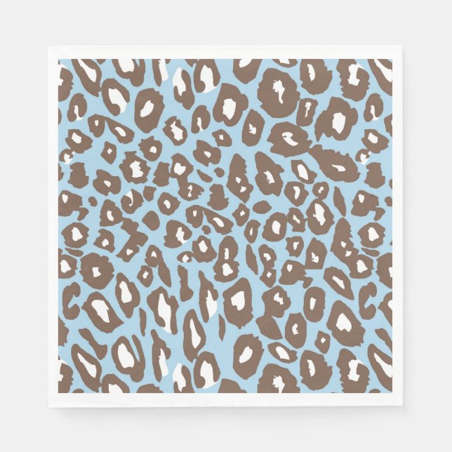 Serviette En Papier Imprimé léopard bleu et blanc (Devant)