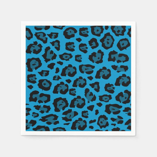 Serviette En Papier Imprimé léopard bleu et noir (Devant)