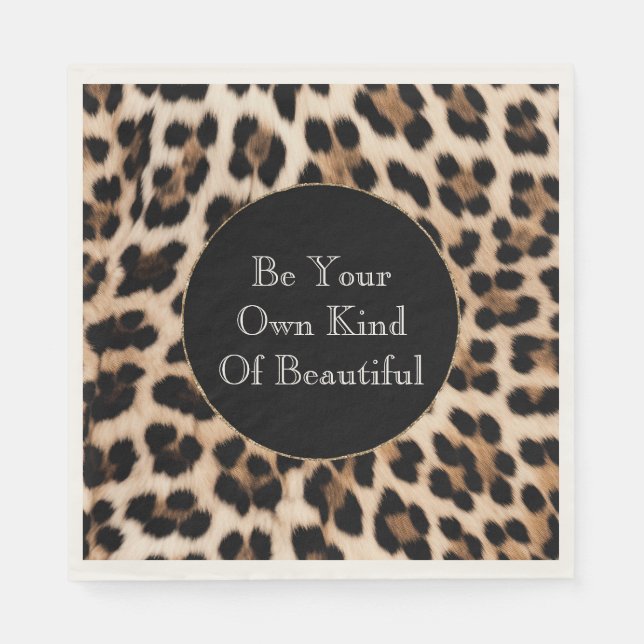 Serviette En Papier Imprimé léopard marron noir crémeux (Devant)