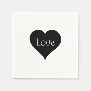 SERVIETTE EN PAPIER IMPRIMER LE COEUR D'AMOUR NOIR ET BLANC