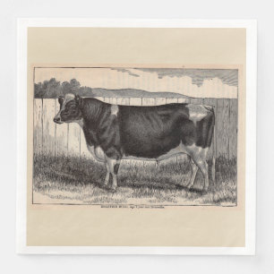 Serviette En Papier Imprimerie du 19e siècle Holstein taureau