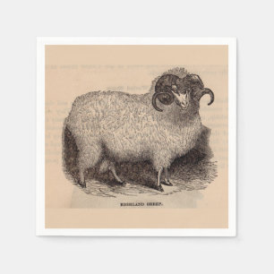 Serviette En Papier Imprimerie du 19e siècle moutons des Highlands