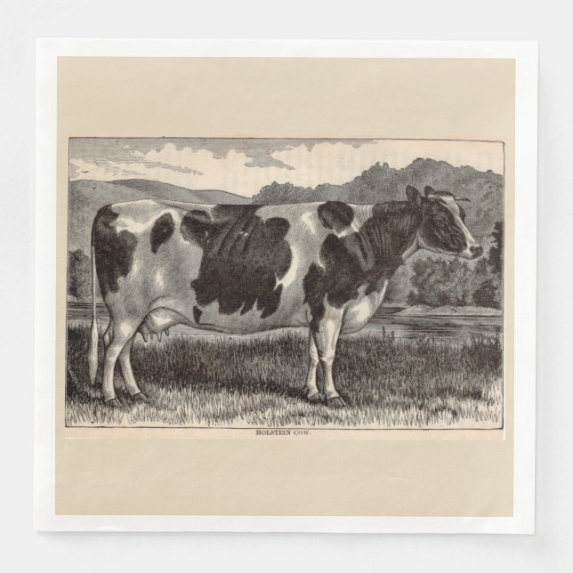 Serviette En Papier Imprimerie du 19e siècle Vache Holstein (Devant)