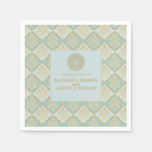 Serviette En Papier INDIAN TURQUOISE - Cocktail Mariage Napkin