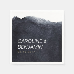 Serviette En Papier Indigo aquarelle moderne simple mariage