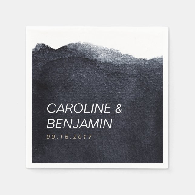 Serviette En Papier Indigo aquarelle moderne simple mariage (Devant)