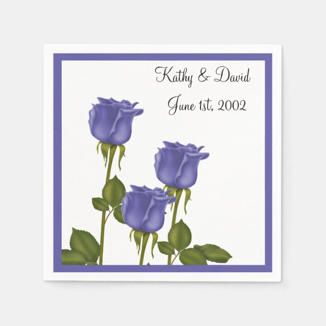 Serviette En Papier Indigo Rose (Mariage) (Devant)