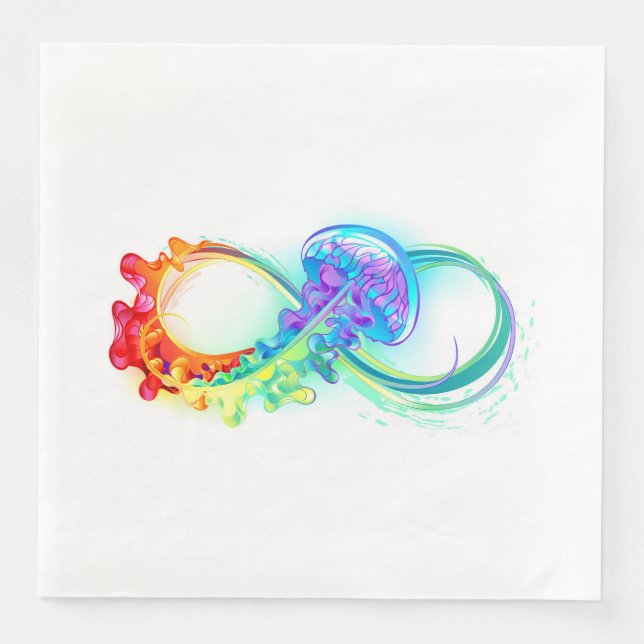 Serviette En Papier Infini avec méduse arc-en-ciel (Devant)