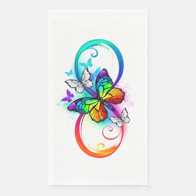 Serviette En Papier Infini lumineux avec papillon arc-en-ciel (Devant)