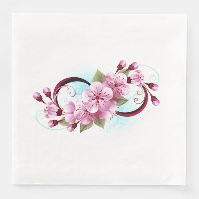 Serviette En Papier Infinité avec les fleurs Sakura (Devant)