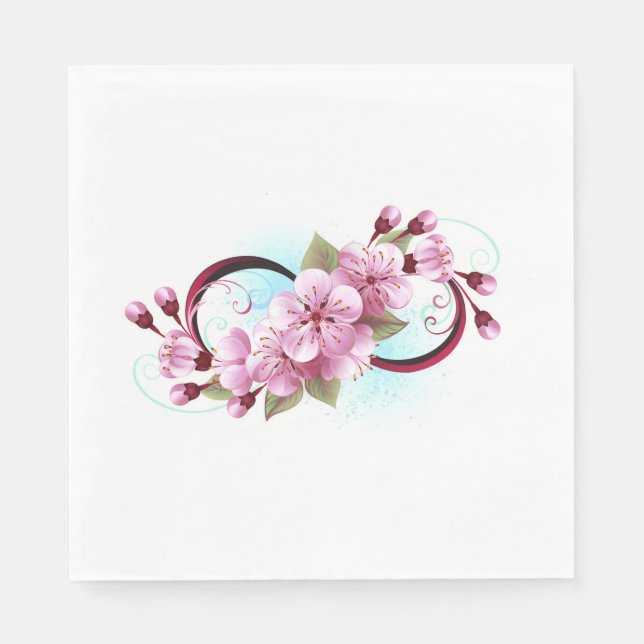 Serviette En Papier Infinité avec les fleurs Sakura (Devant)