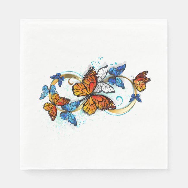 Serviette En Papier Infinité de papillons monarques (Devant)
