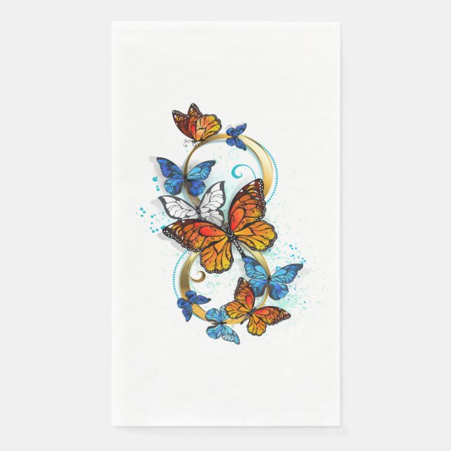 Serviette En Papier Infinité de papillons monarques (Devant)