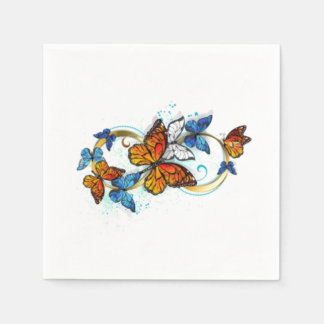 Serviette En Papier Infinité de papillons monarques (Devant)