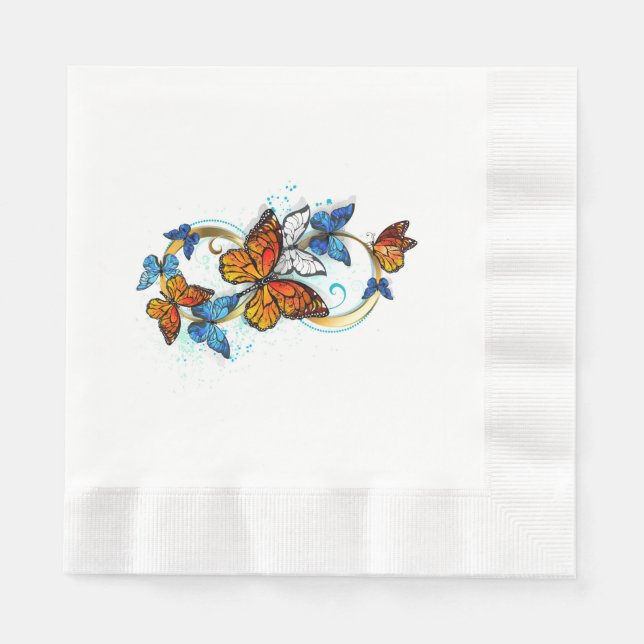 Serviette En Papier Infinité de papillons monarques (Devant)