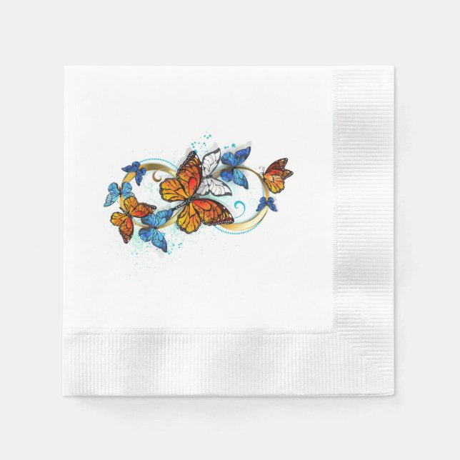 Serviette En Papier Infinité de papillons monarques (Devant)