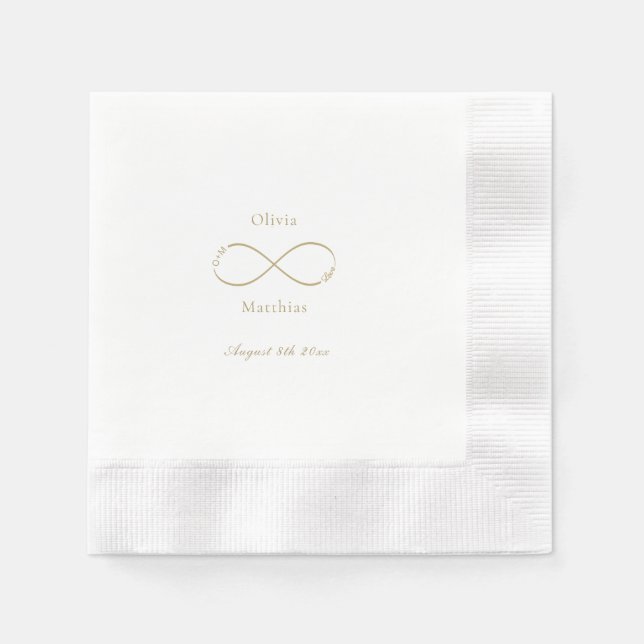Serviette En Papier Infinity Love Monogramme Élégant Mariage blanc (Devant)