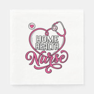 Serviette En Papier Infirmière à domicile Stéthoscope rose Création de