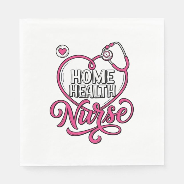 Serviette En Papier Infirmière à domicile Stéthoscope rose Création de (Devant)