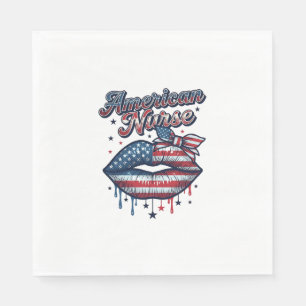 Serviette En Papier Infirmière Américaine Conception De Chemise Vector