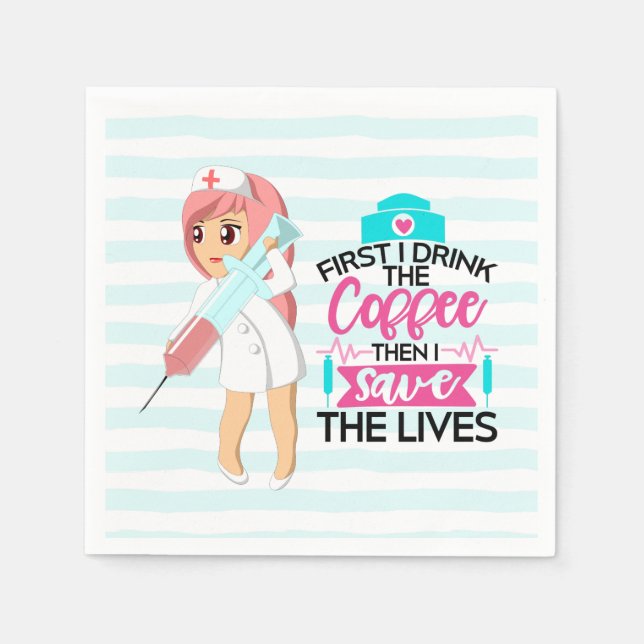 Serviette En Papier Infirmière amusante qui dit avec une grande aiguil (Devant)