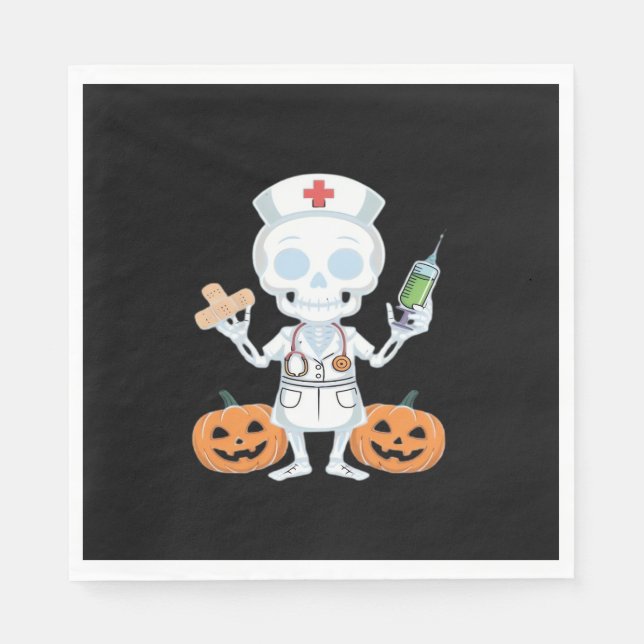 Serviette En Papier Infirmière d'Halloween Squelette drôle Plaisanteri (Devant)