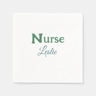 Serviette En Papier Infirmière médecin ajouter le nom texte vert bleu 