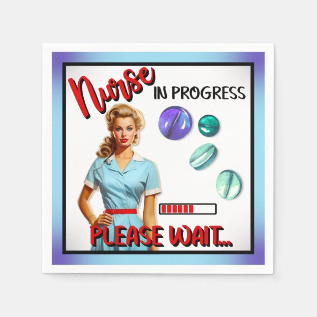 Serviette En Papier Infirmière Nostalgale mignonne Pinup Infirmière en (Devant)