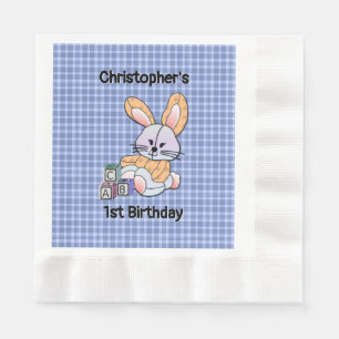 Serviette En Papier Infirmière personnalisée Plaid Bleu - Lapin