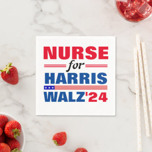 Serviette En Papier Infirmière pour Harris Walz Red Blue