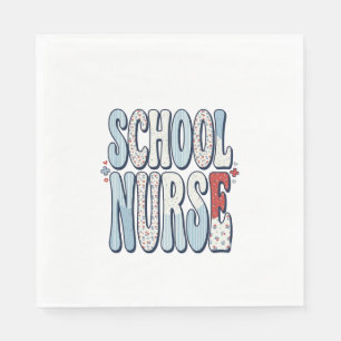 Serviette En Papier Infirmière scolaire vintage floral typographie con