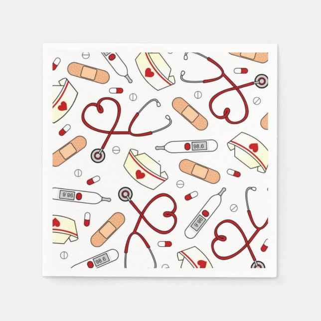 Serviette En Papier Infirmière thème serviettes blanc (Devant)